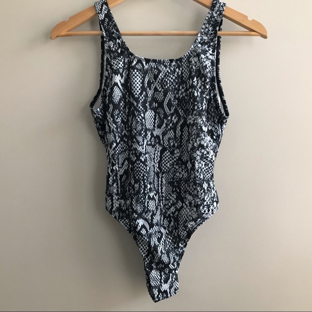 Snake Print One-Piece Swimsuit - Black & White